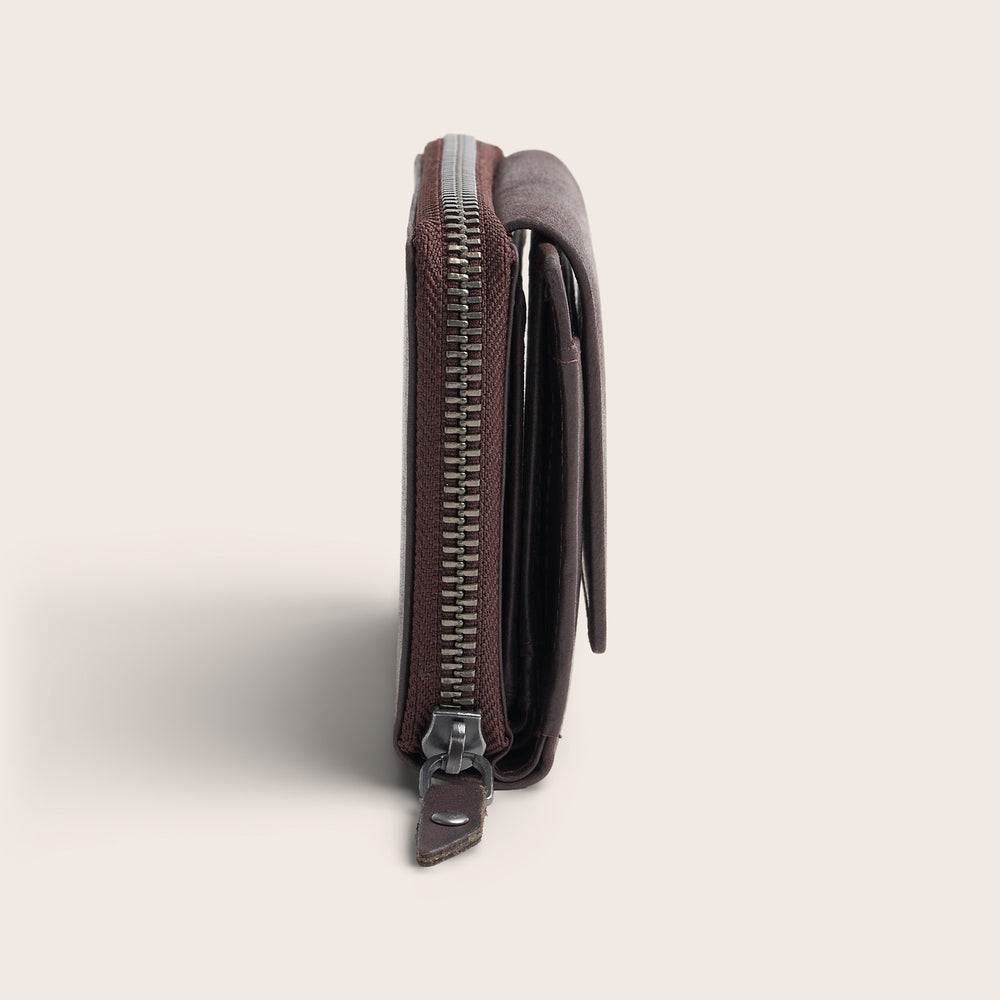 Leder Geldbörse Braun Ascot, Seitenansicht