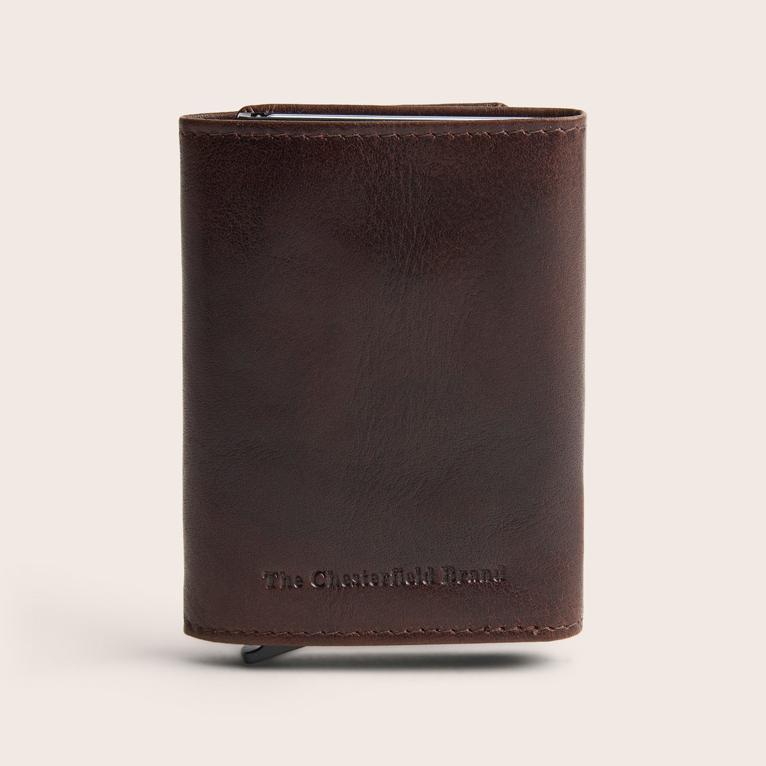 Leather Card Holder Brown Paris