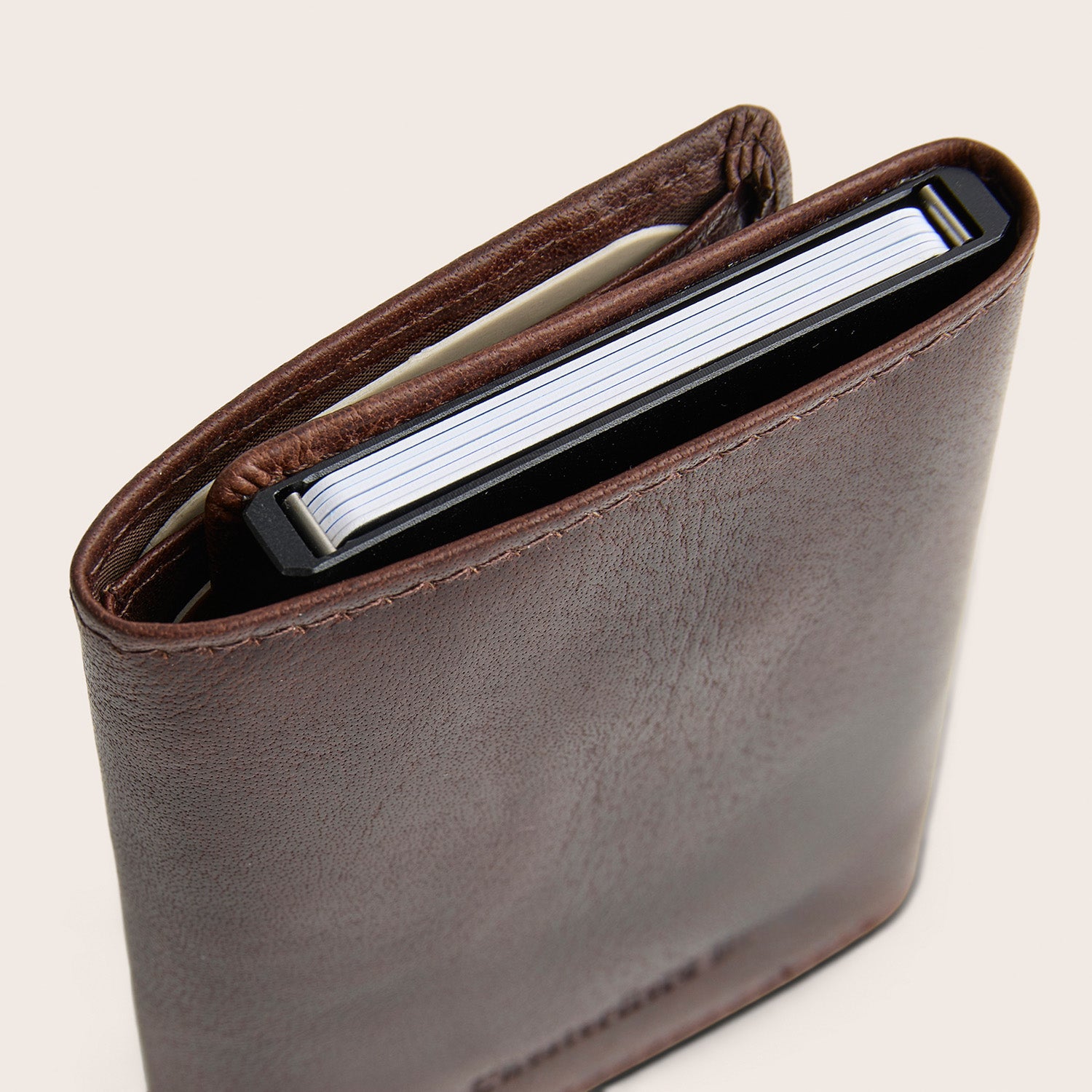 Leather Card Holder Brown Paris