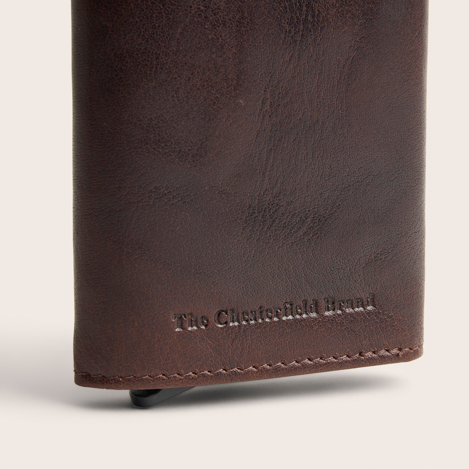 Leather Card Holder Brown Paris