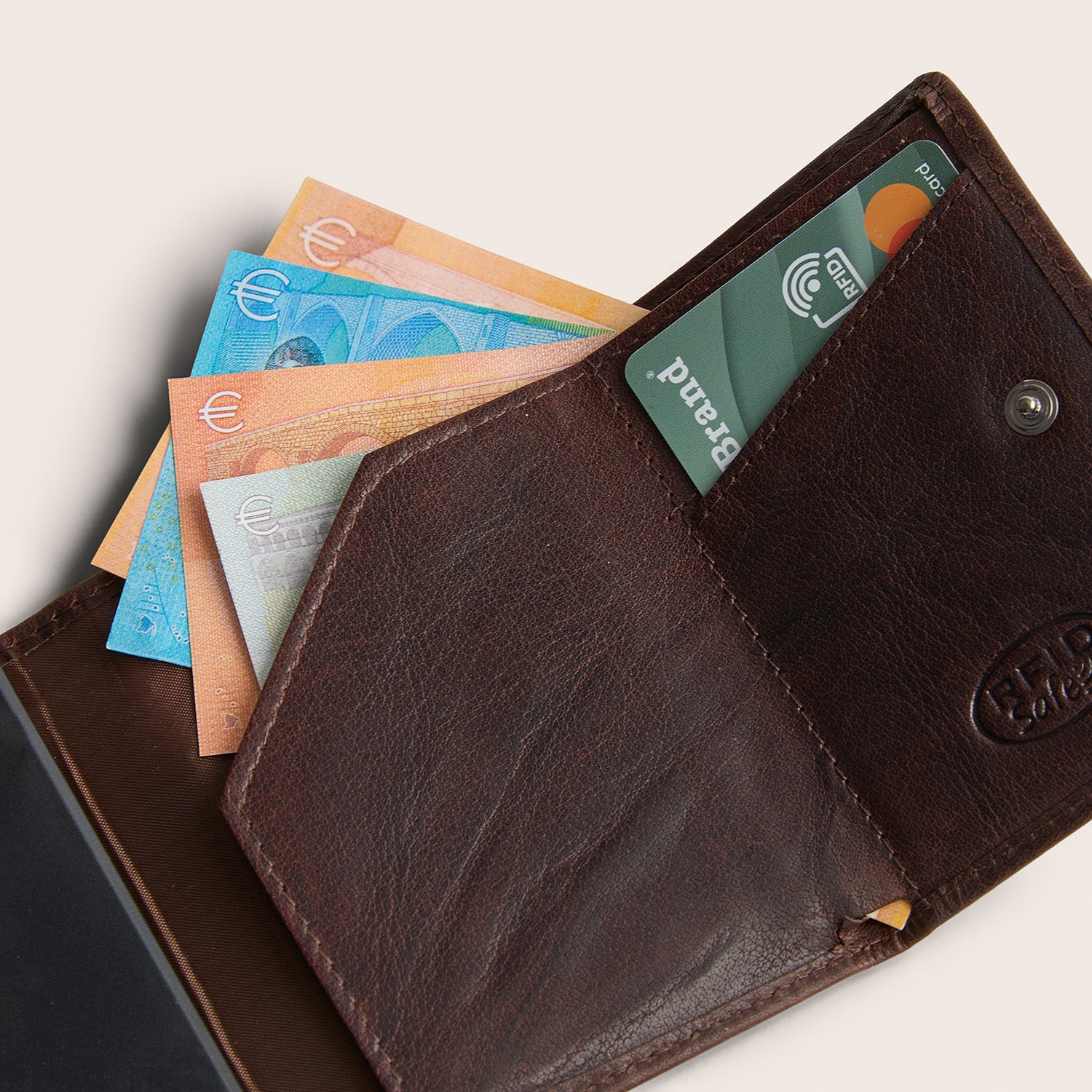 Leather Card Holder Brown Paris