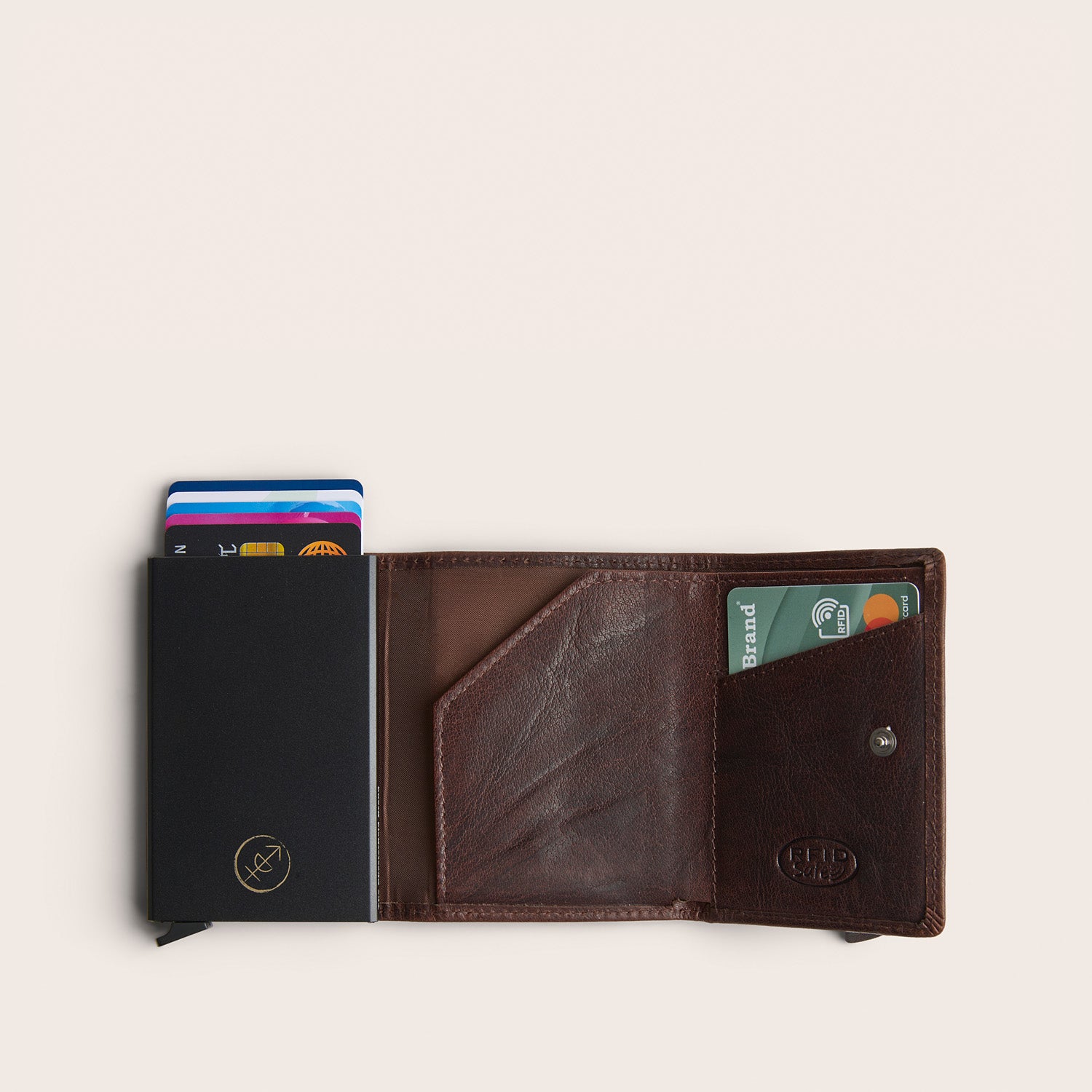 Leather Card Holder Brown Paris