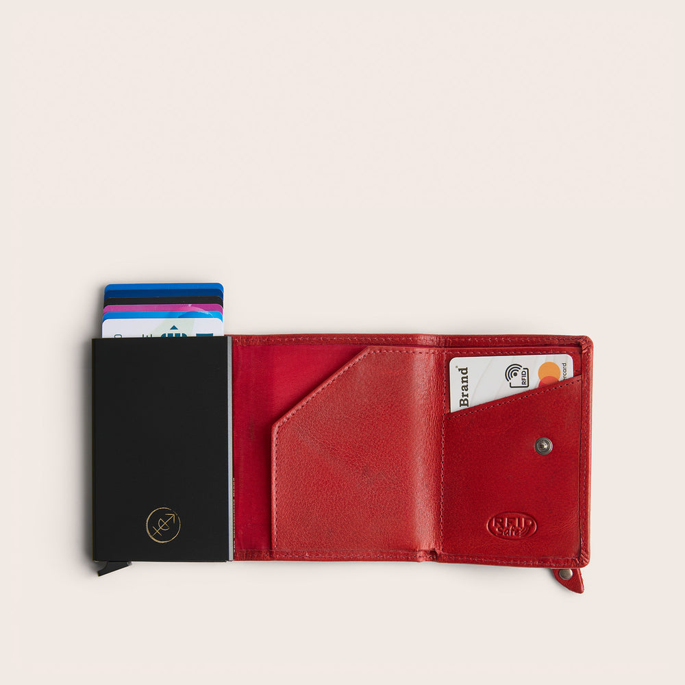 Leather Card Holder Red Paris