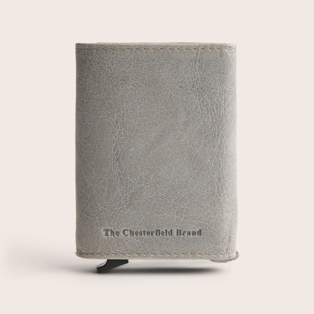 Leather Card Holder Light Grey Paris