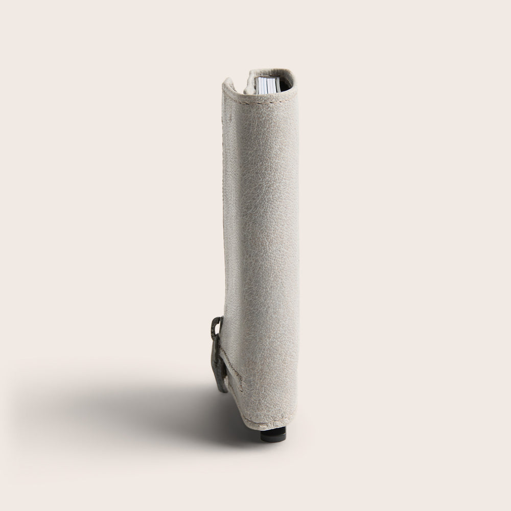 Leather Card Holder Light Grey Paris
