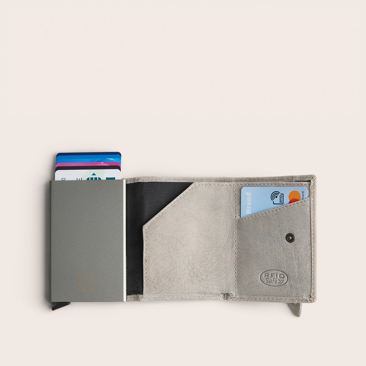 Leren Pasjeshouder Lichtgrijs Paris