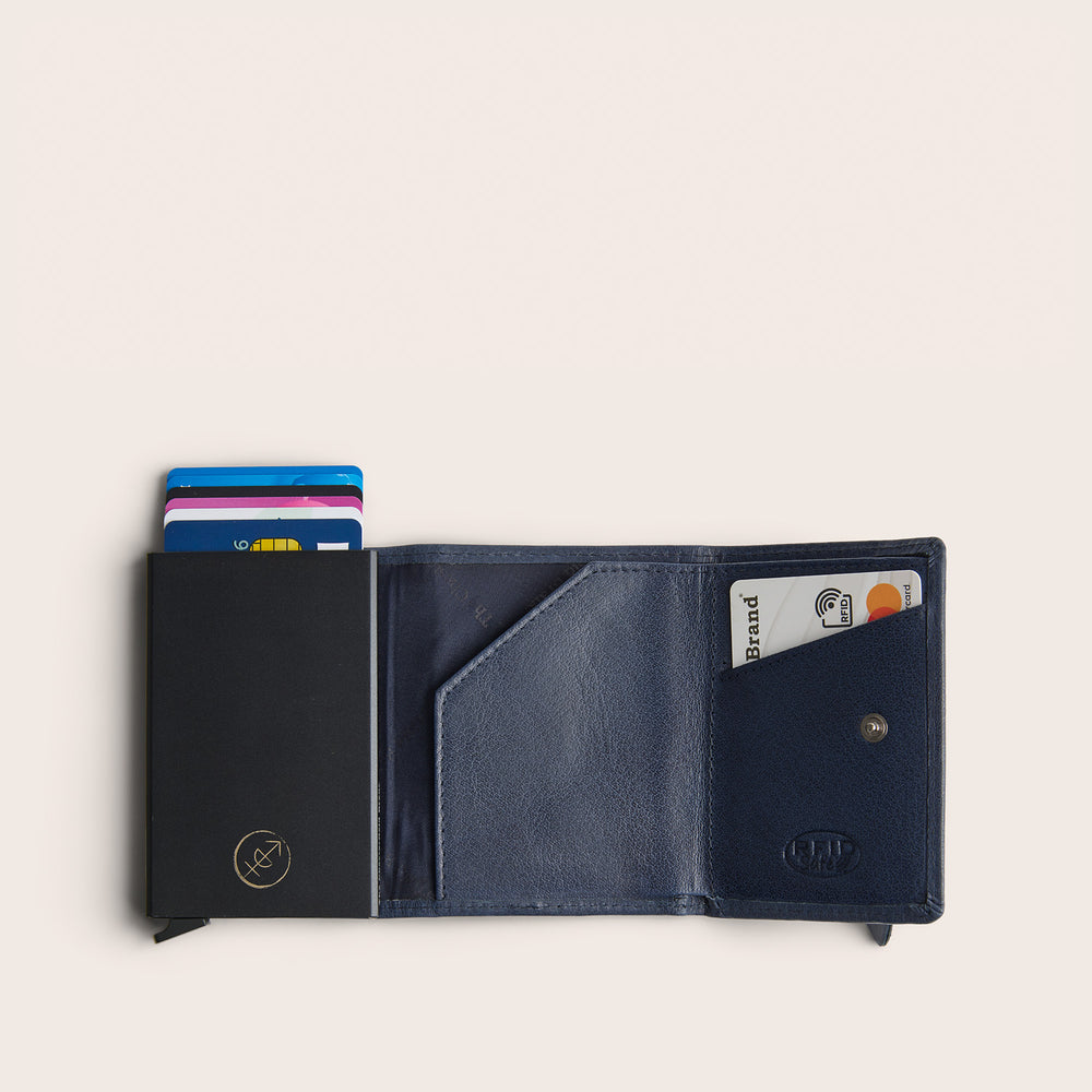 Leather Card Holder Navy Paris
