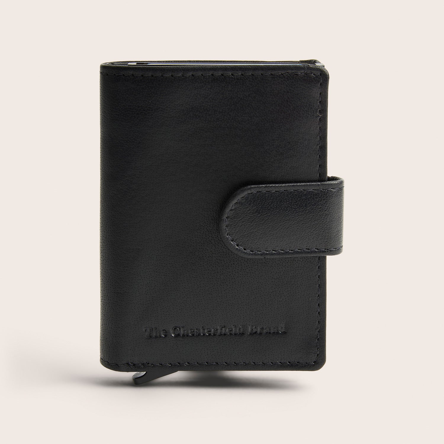 Leather Card Holder Black Prague, front view