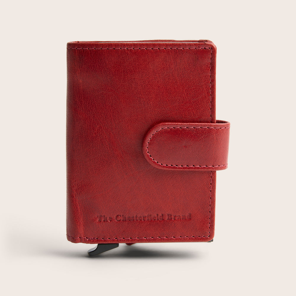 Leather Card Holder Red Prague, front view
