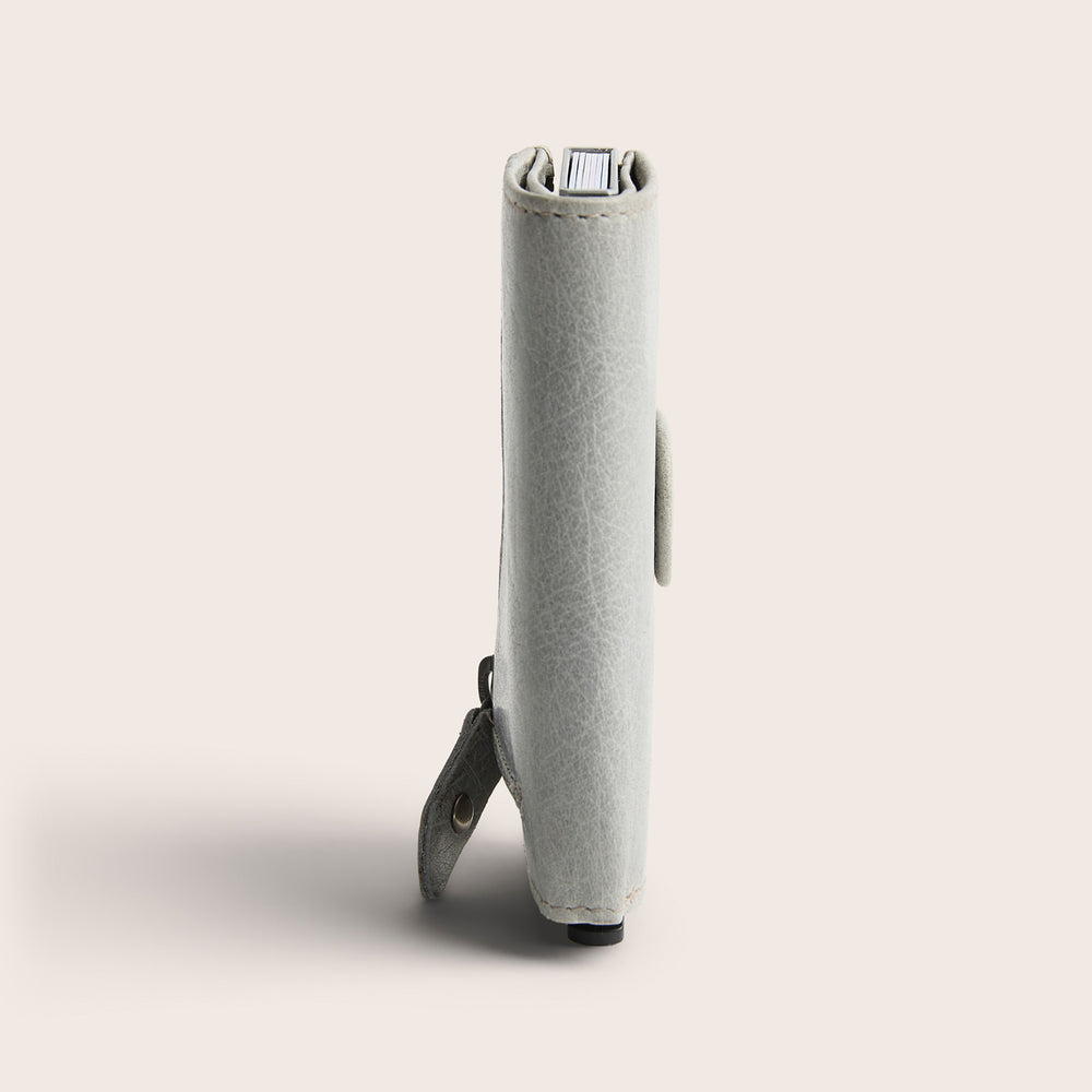 Leather Card Holder Light Grey Prague, side view