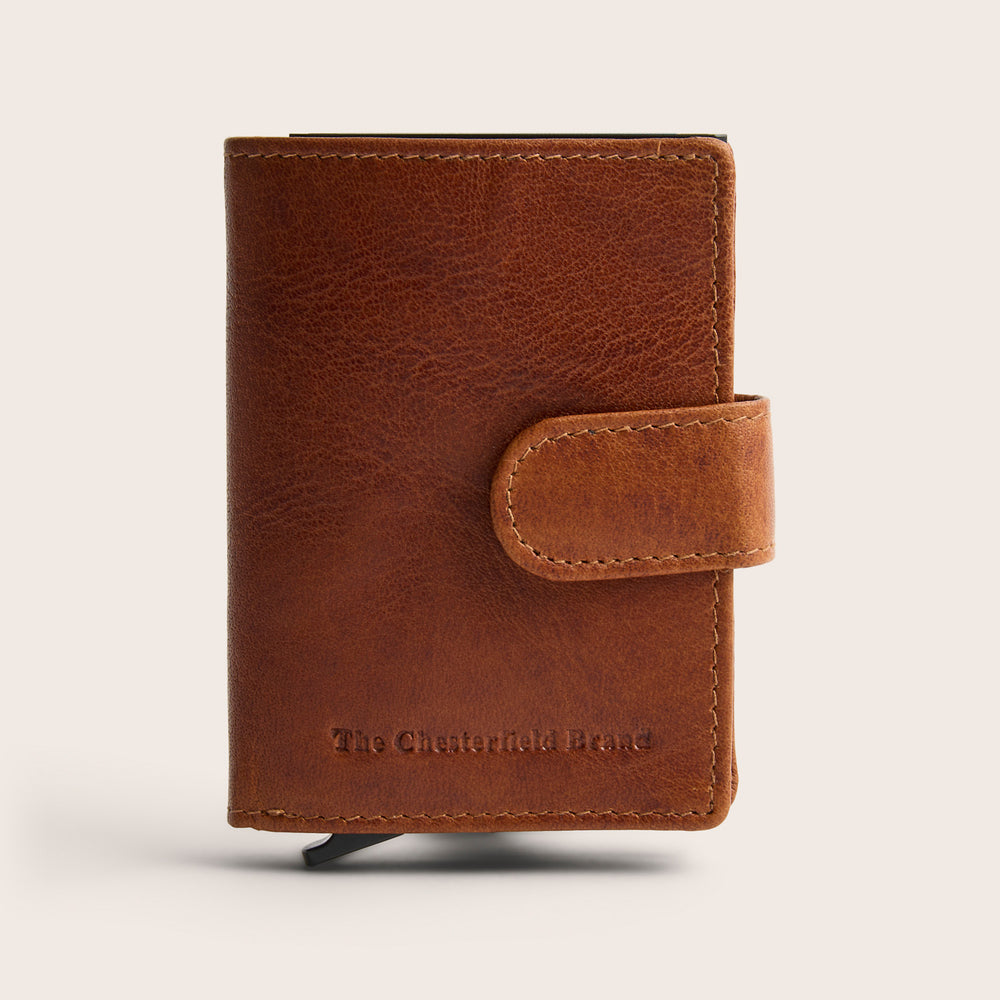 Leather Card Holder Cognac Prague, front view