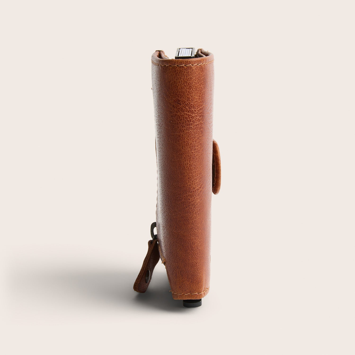 Leather Card Holder Cognac Prague, side view