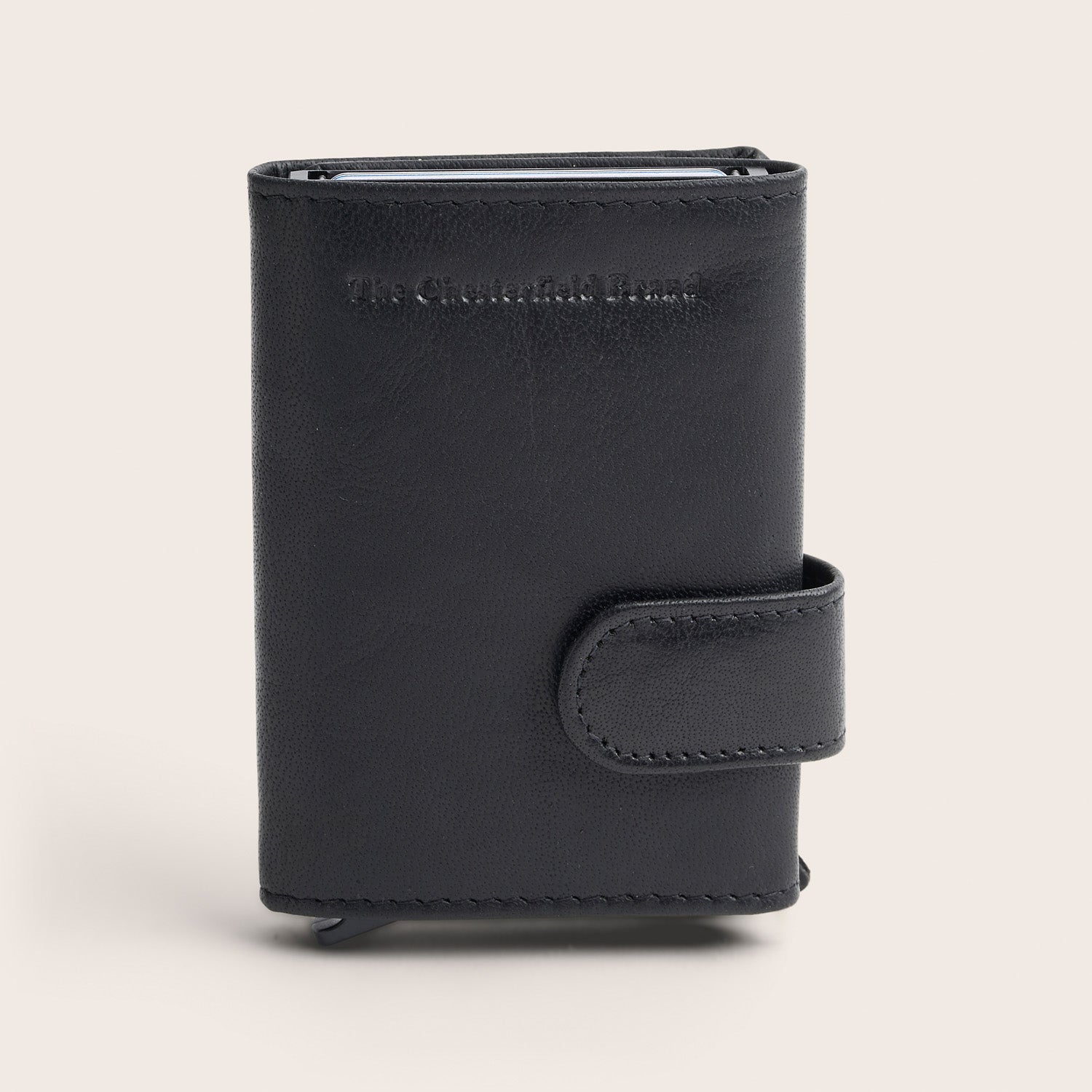 Porte-cartes en Cuir Noir Portland, vue de face