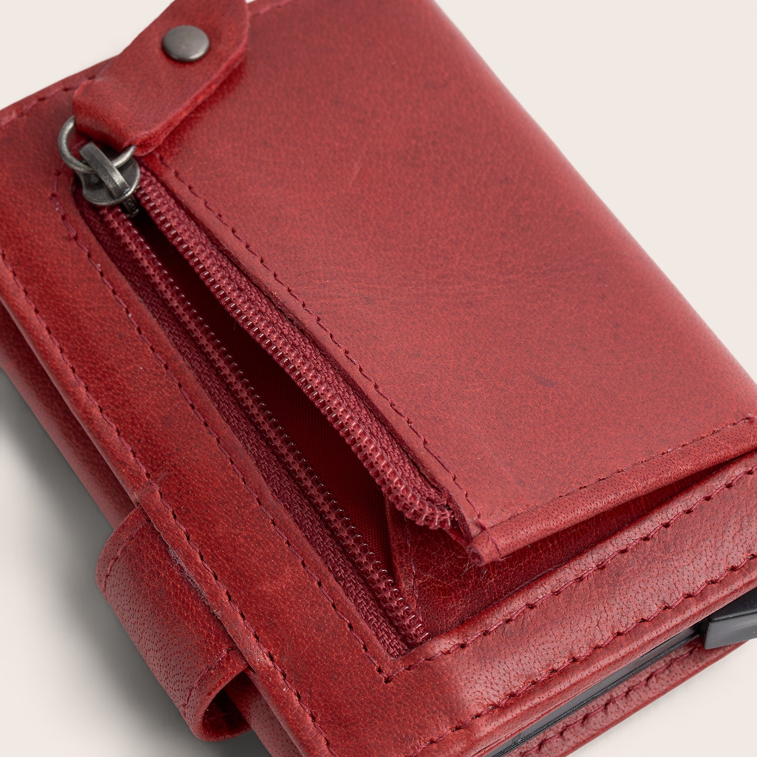 Leder Kartenetui Rot Portland