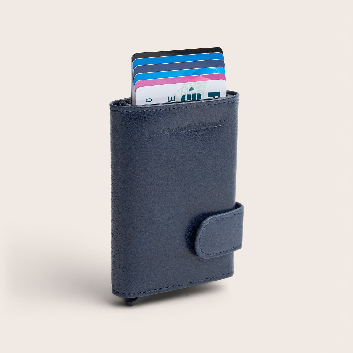 Leder Kartenetui Navy Portland