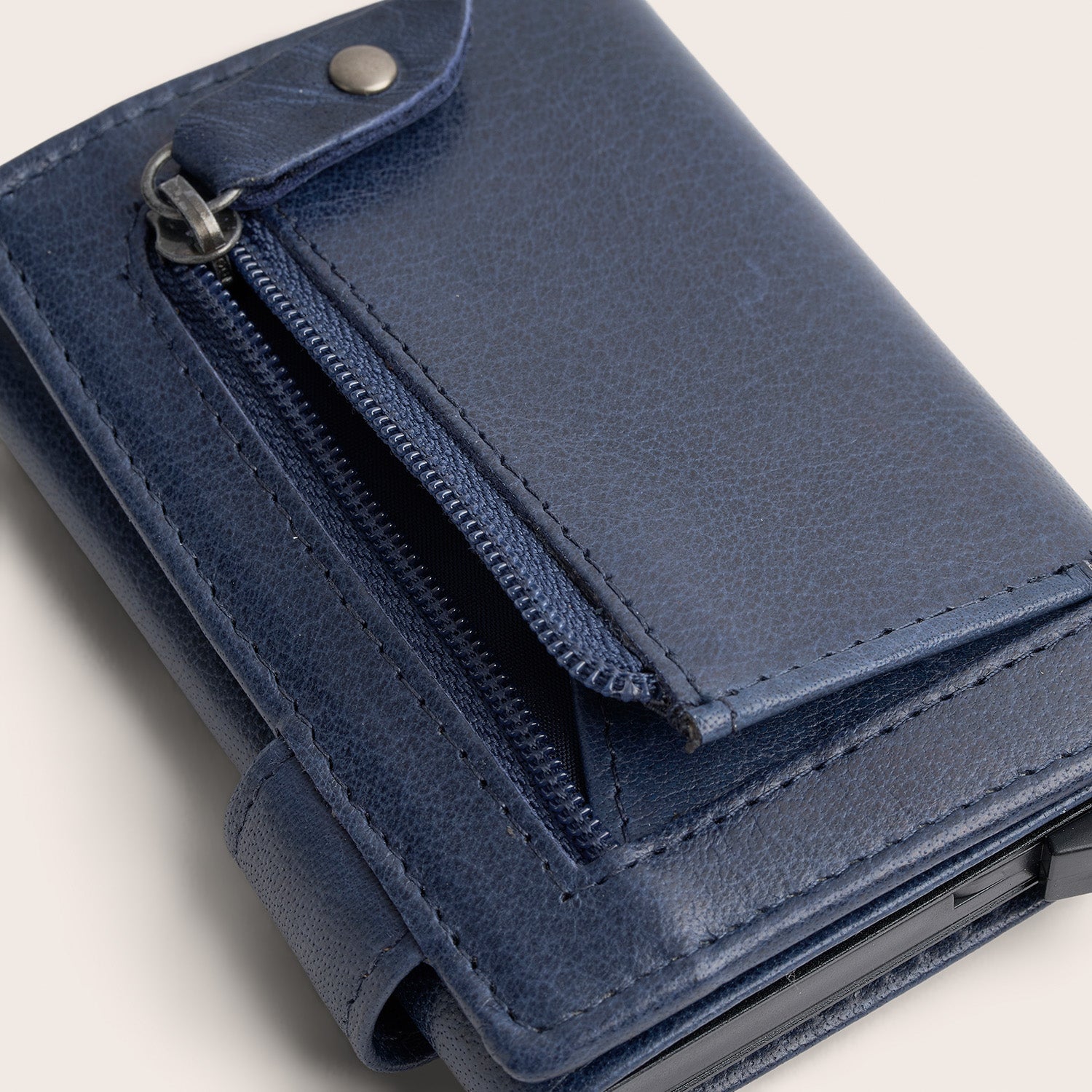 Leder Kartenetui Navy Portland