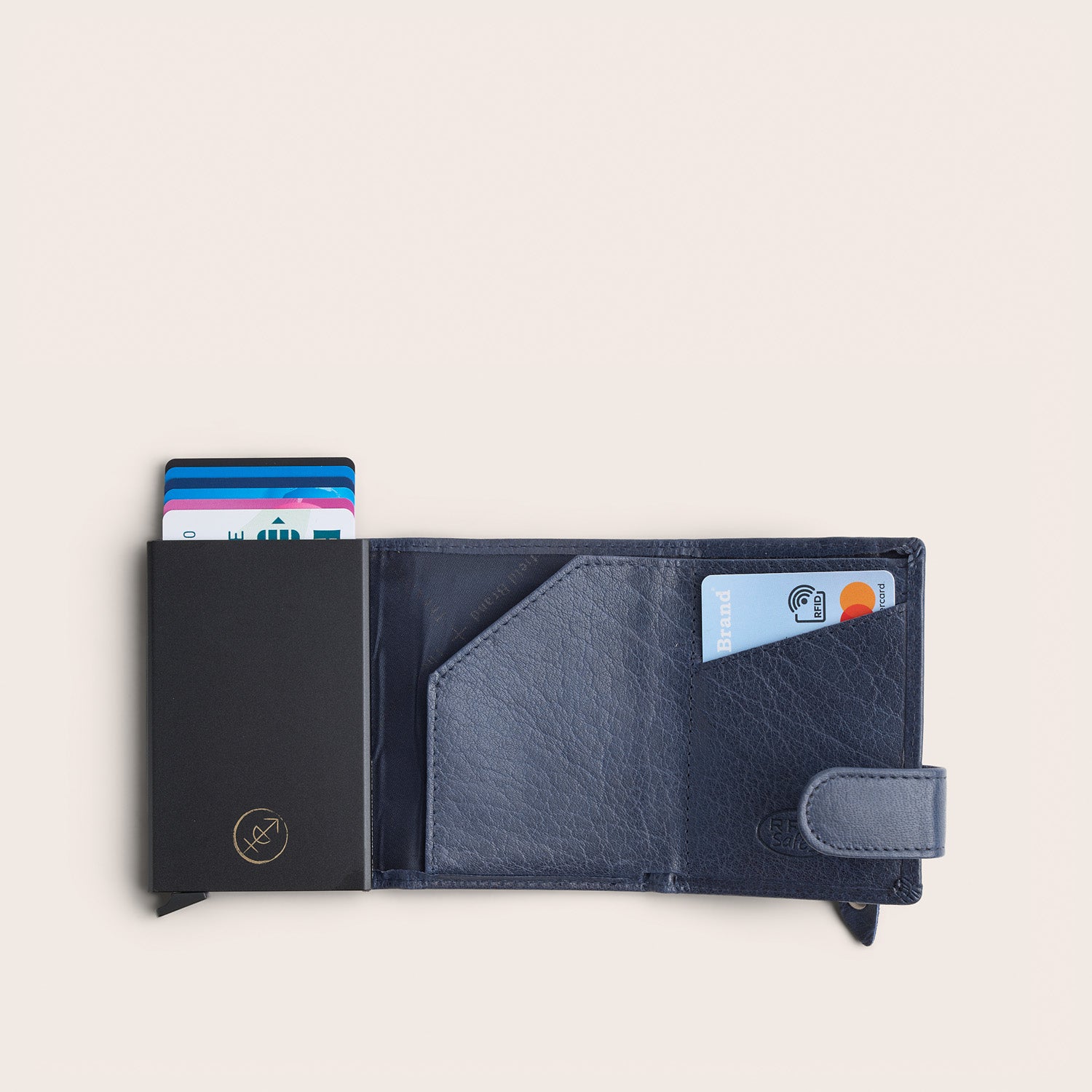 Leder Kartenetui Navy Portland