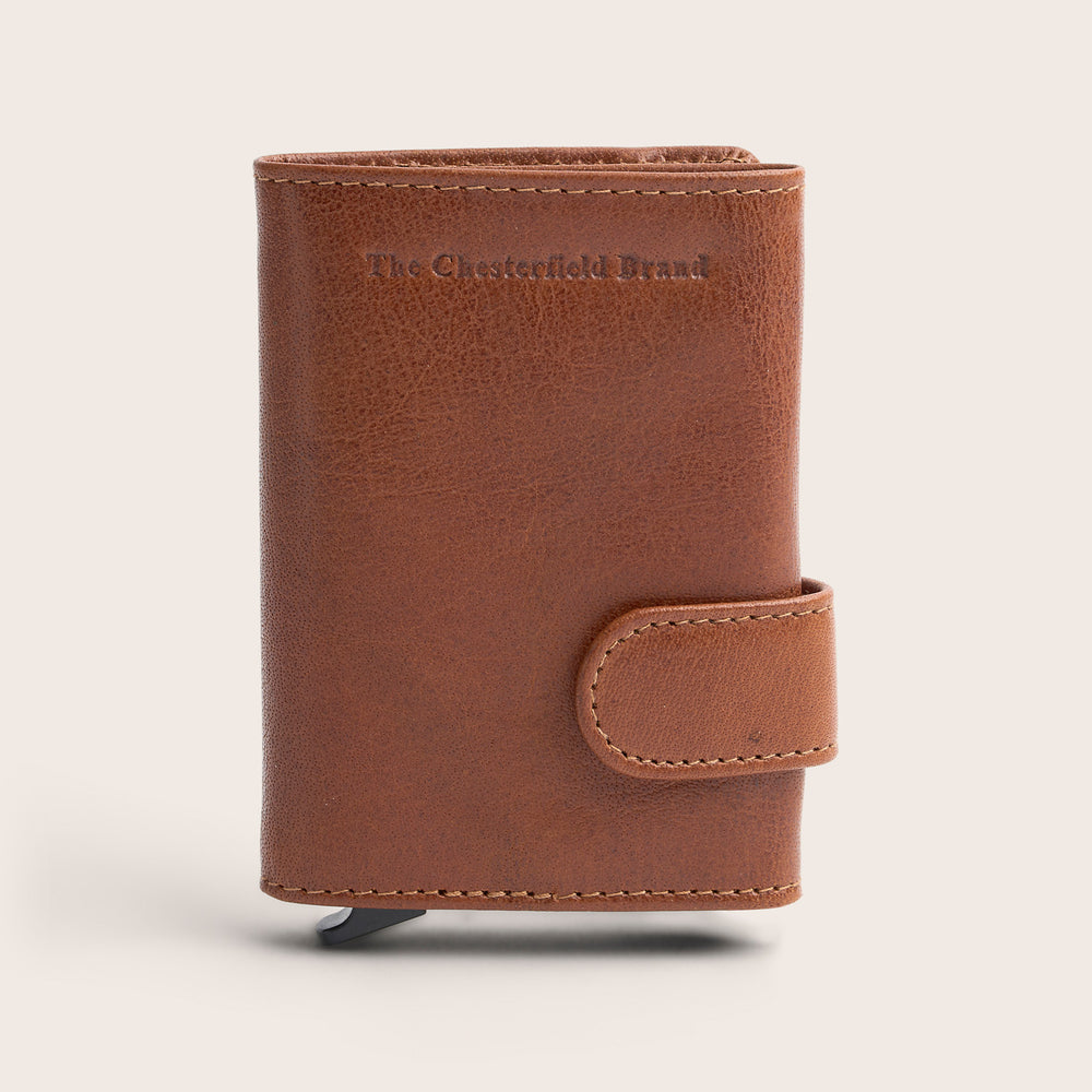 Leather Card Holder Cognac Portland, front view