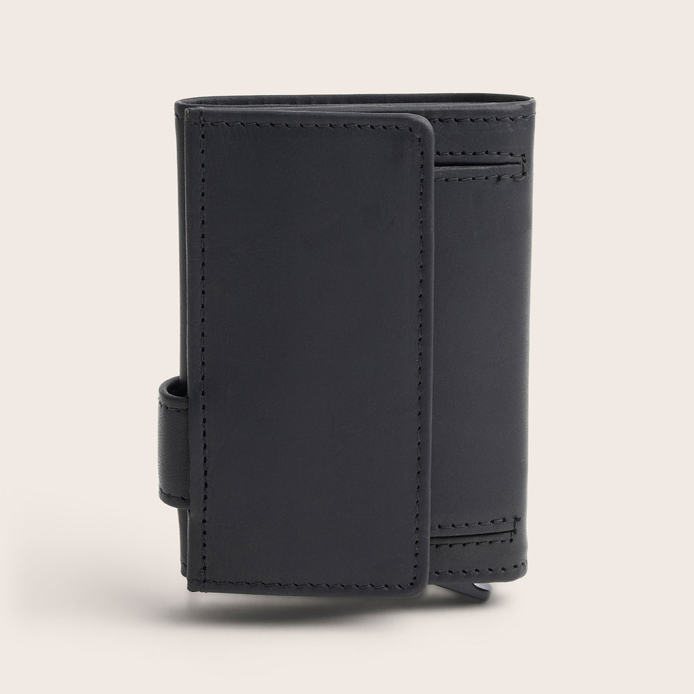 Leather Card Holder Black Frankfurt, back view