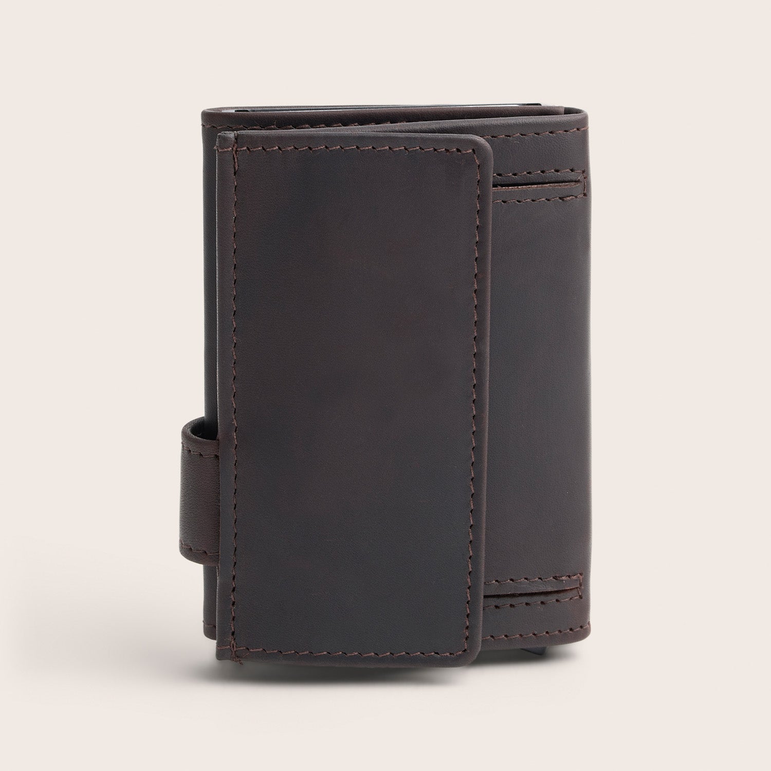 Porte-cartes en Cuir Marron Frankfurt, vue de dos