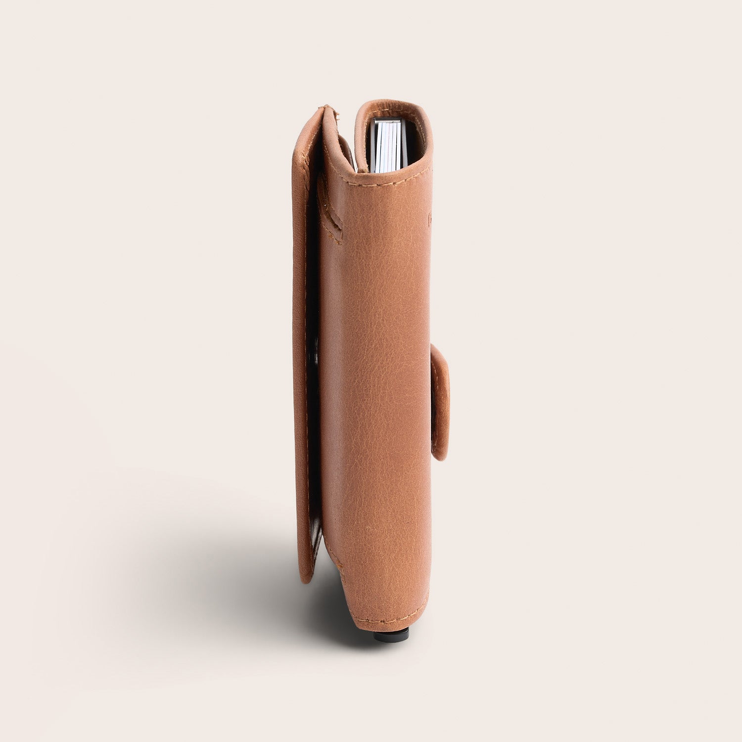 Leather Card Holder Cognac Frankfurt, side view