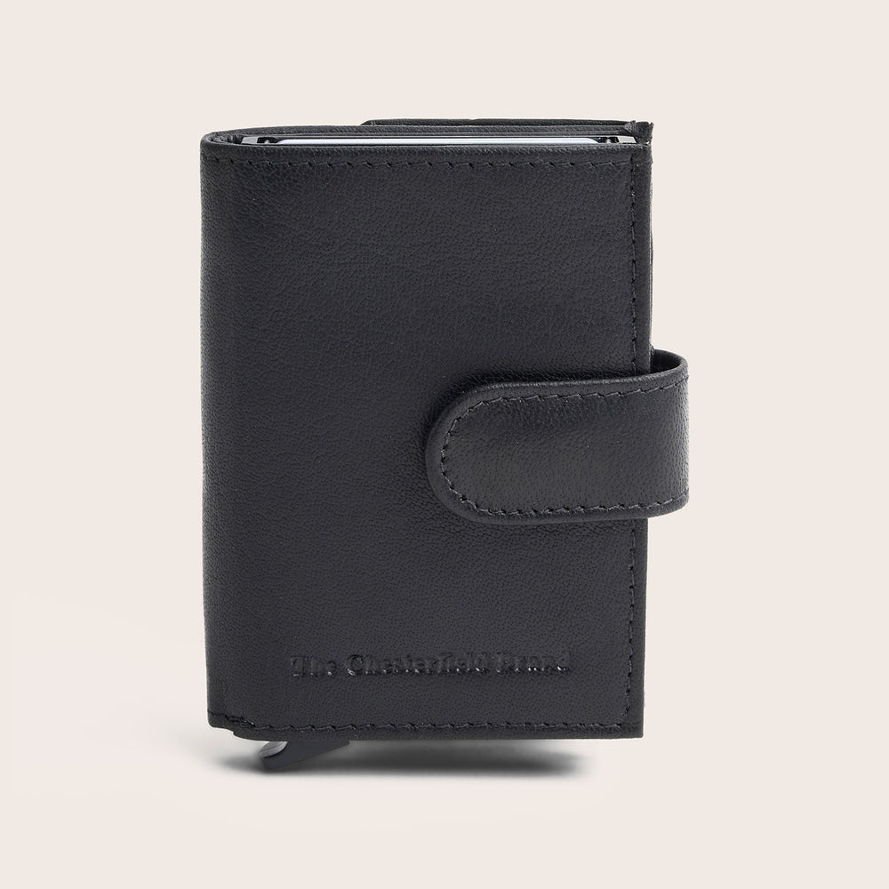 Leather Card Holder Black Hannover, front view