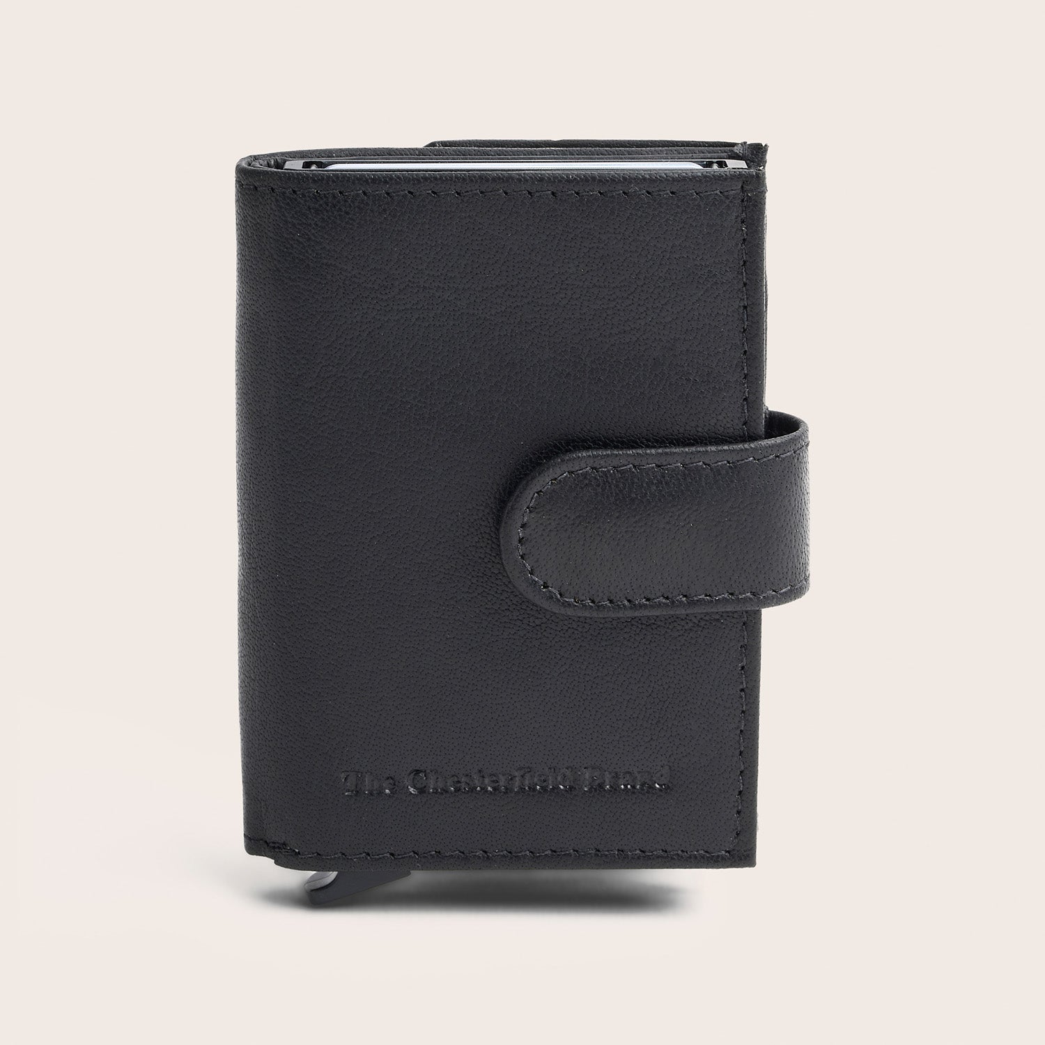 Leather Card Holder Black Hannover, front view