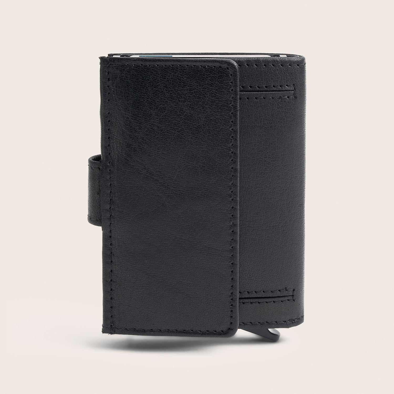 Leather Card Holder Black Hannover, back view