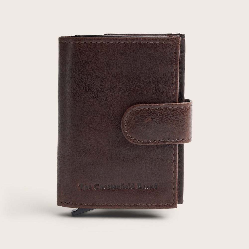 Leather Card Holder Brown Hannover, front view