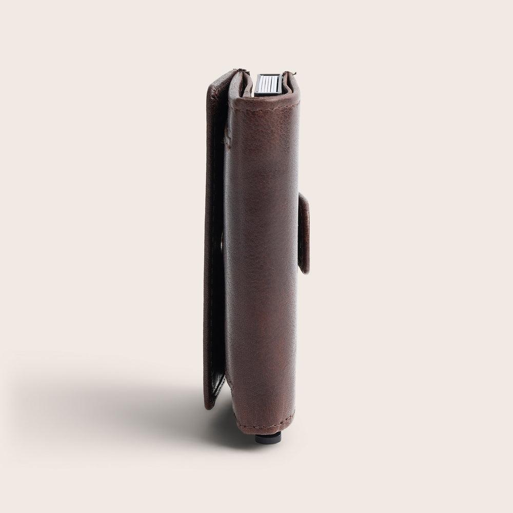 Leather Card Holder Brown Hannover, side view