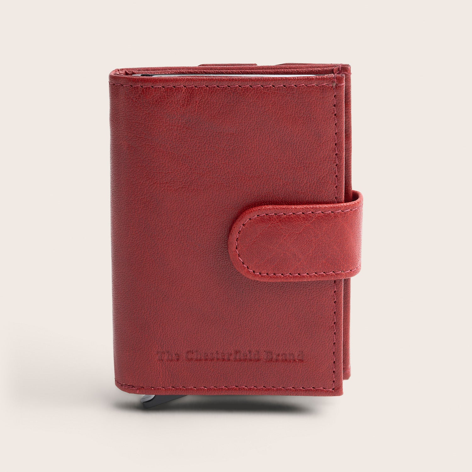 Leather Card Holder Red Hannover, front view