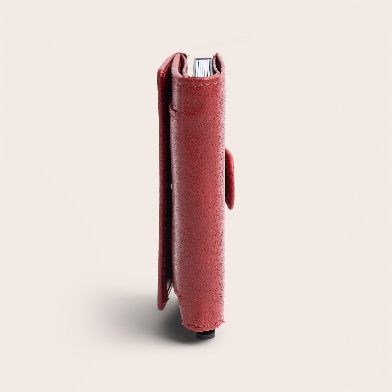 Leather Card Holder Red Hannover, side view