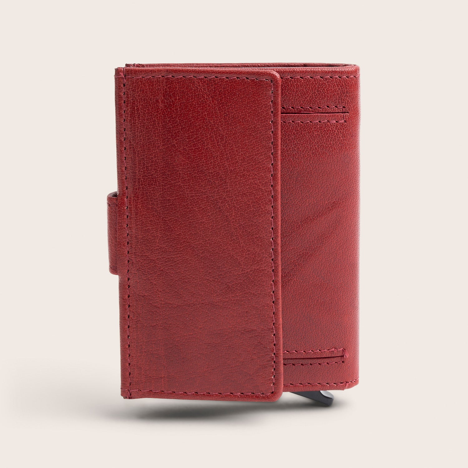 Leather Card Holder Red Hannover, back view