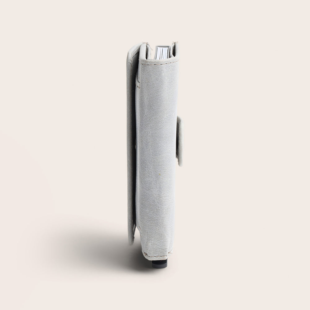 Leather Card Holder Light Grey Hannover, side view