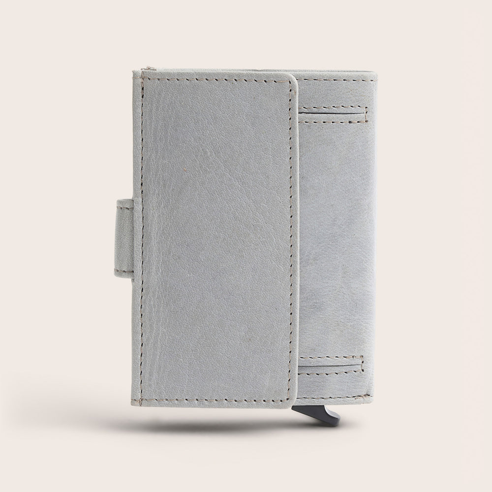 Leather Card Holder Light Grey Hannover, back view