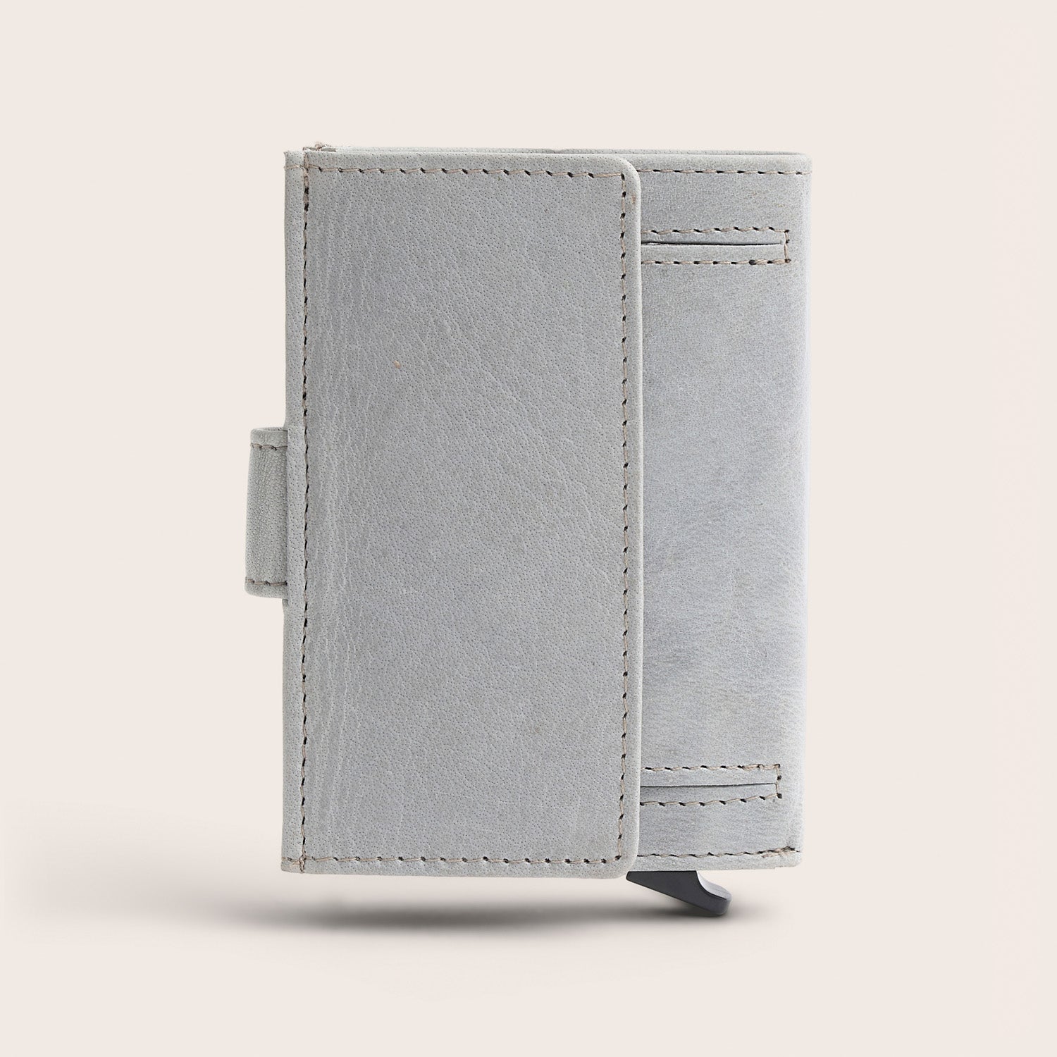 Leather Card Holder Light Grey Hannover, back view
