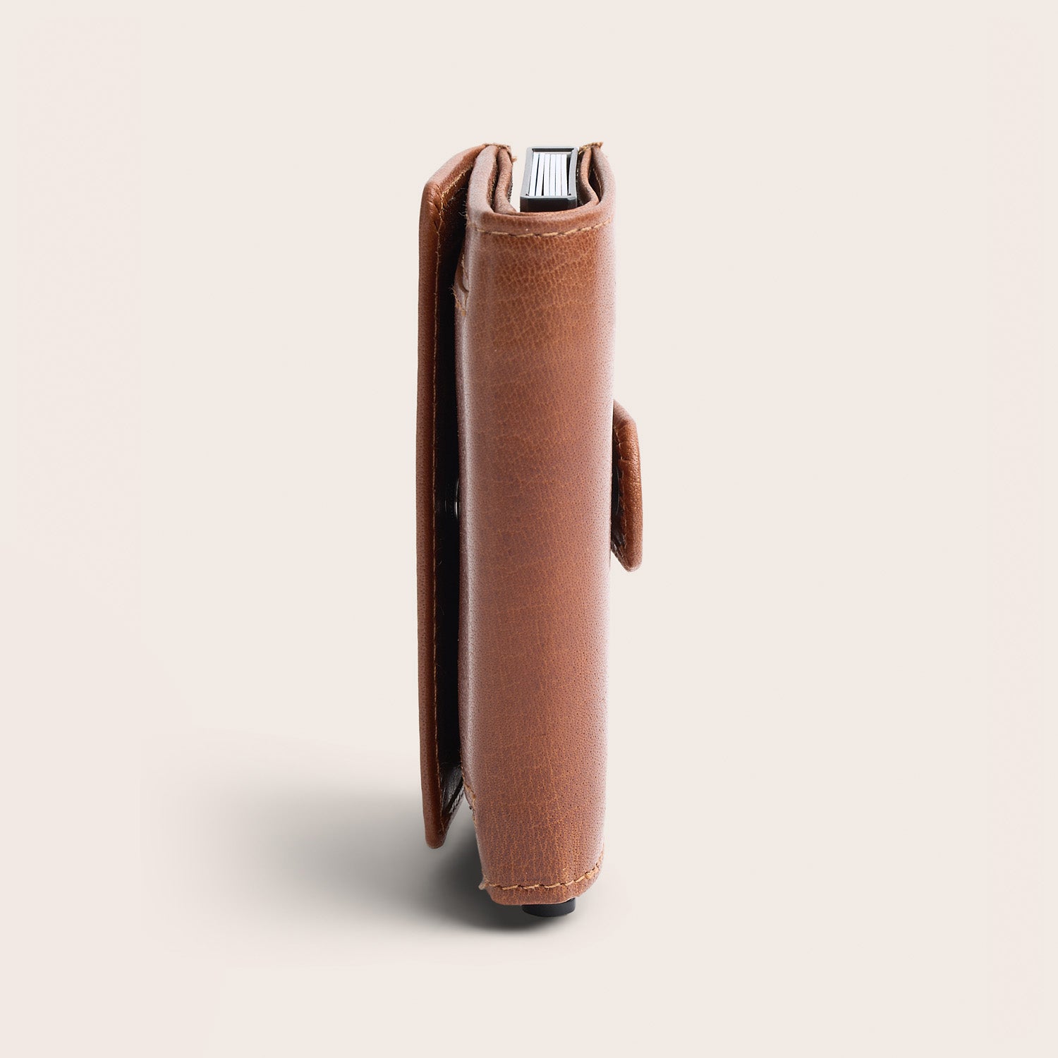 Leather Card Holder Cognac Hannover, side view