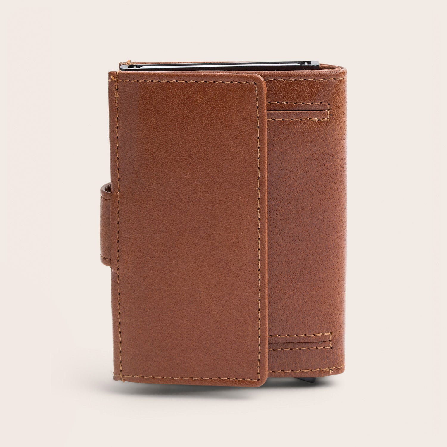 Leather Card Holder Cognac Hannover, back view