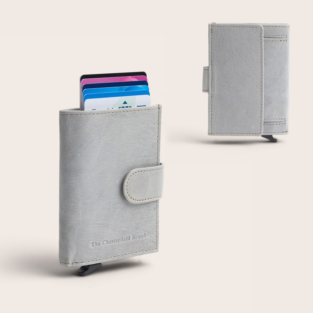 Leather Card Holder Light Grey Hannover