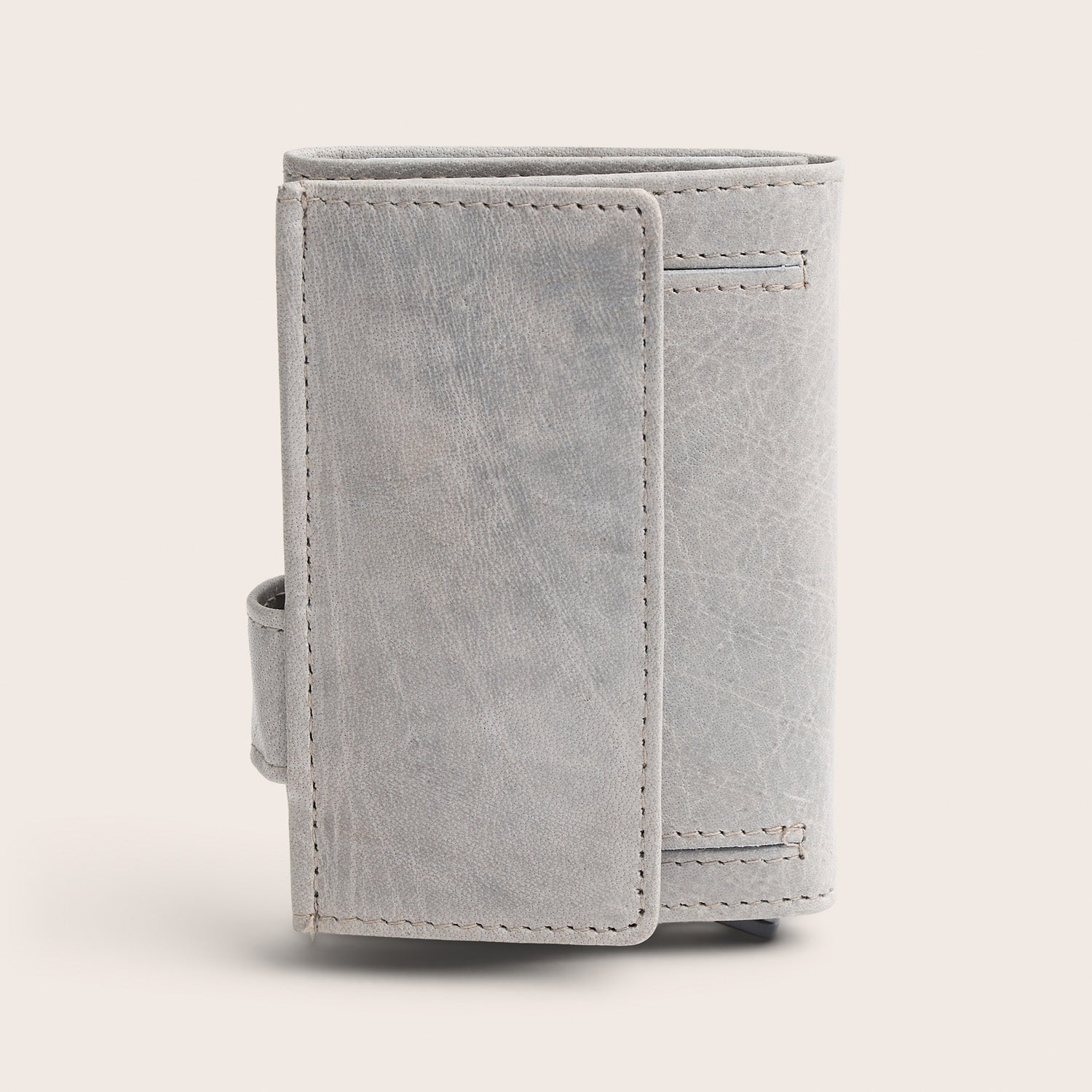 Leather Card Holder Light Grey Mannheim, back view