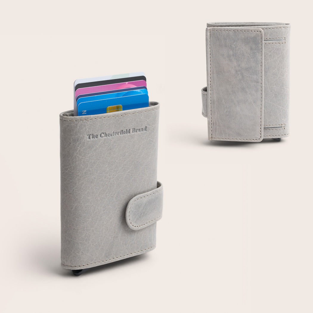 Leather Card Holder Light Grey Mannheim