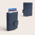 Leather Card Holder Navy Mannheim