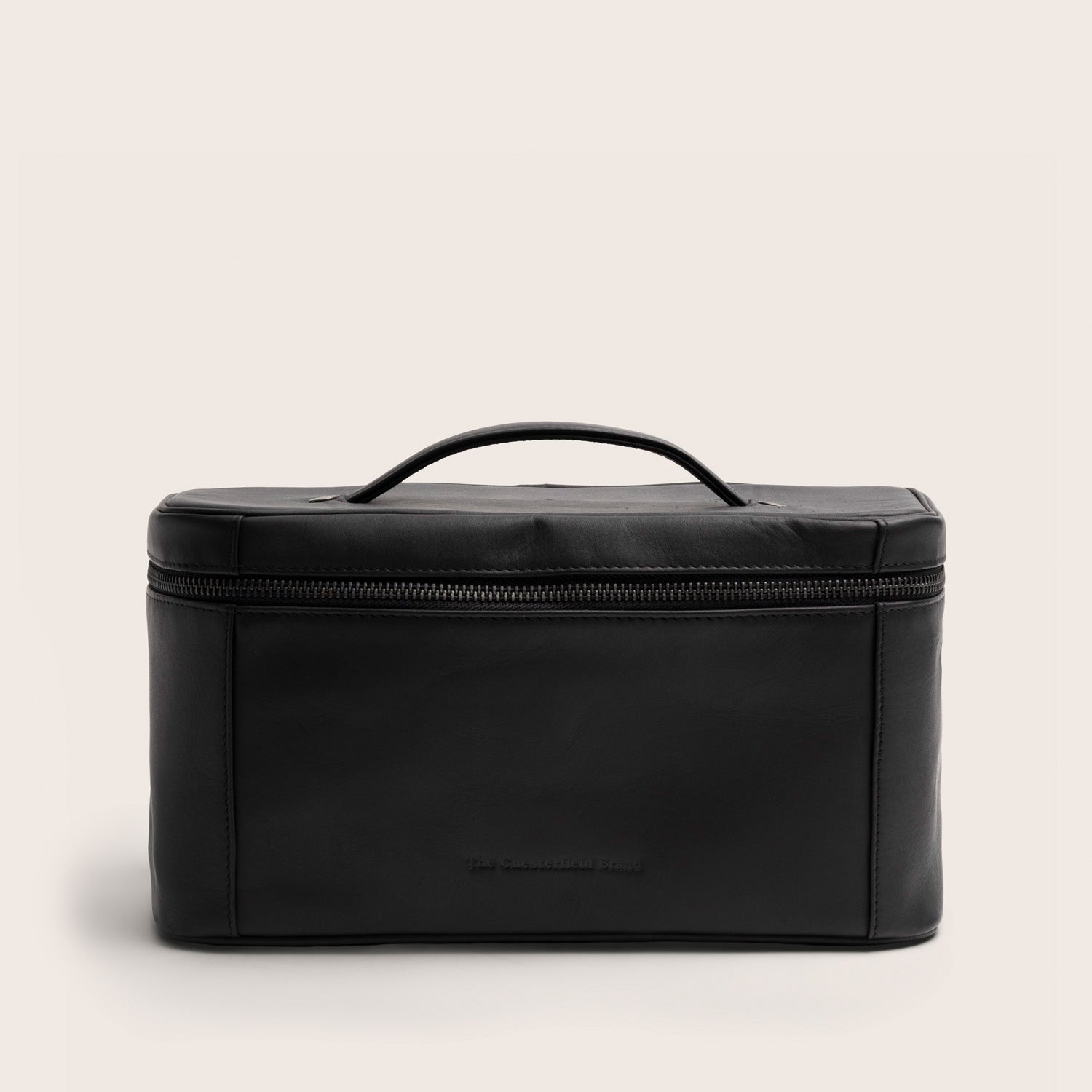 Trousse de Toilette en Cuir Noir Limone, vue de face, fermée