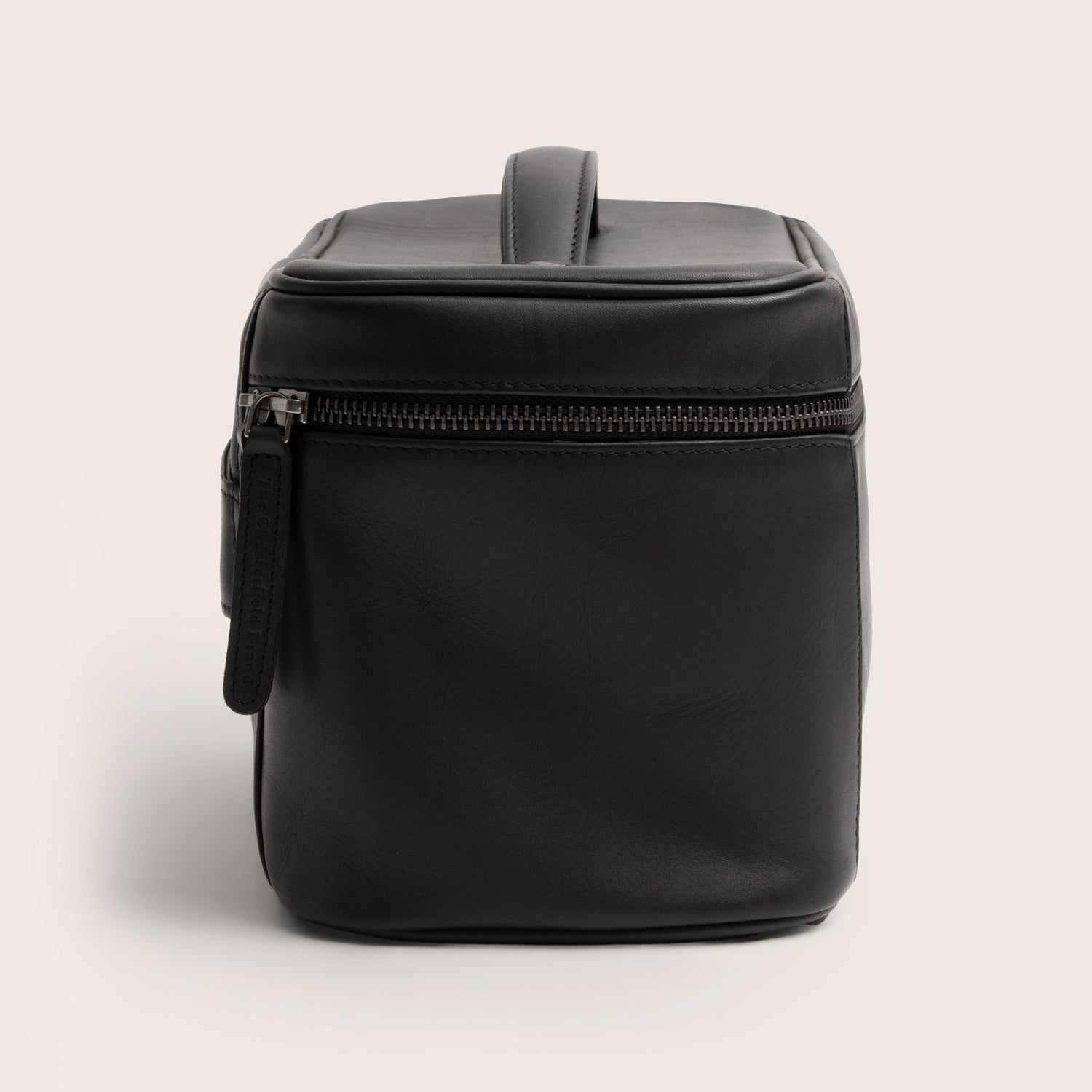 Trousse de Toilette en Cuir Noir Limone, vue de côté