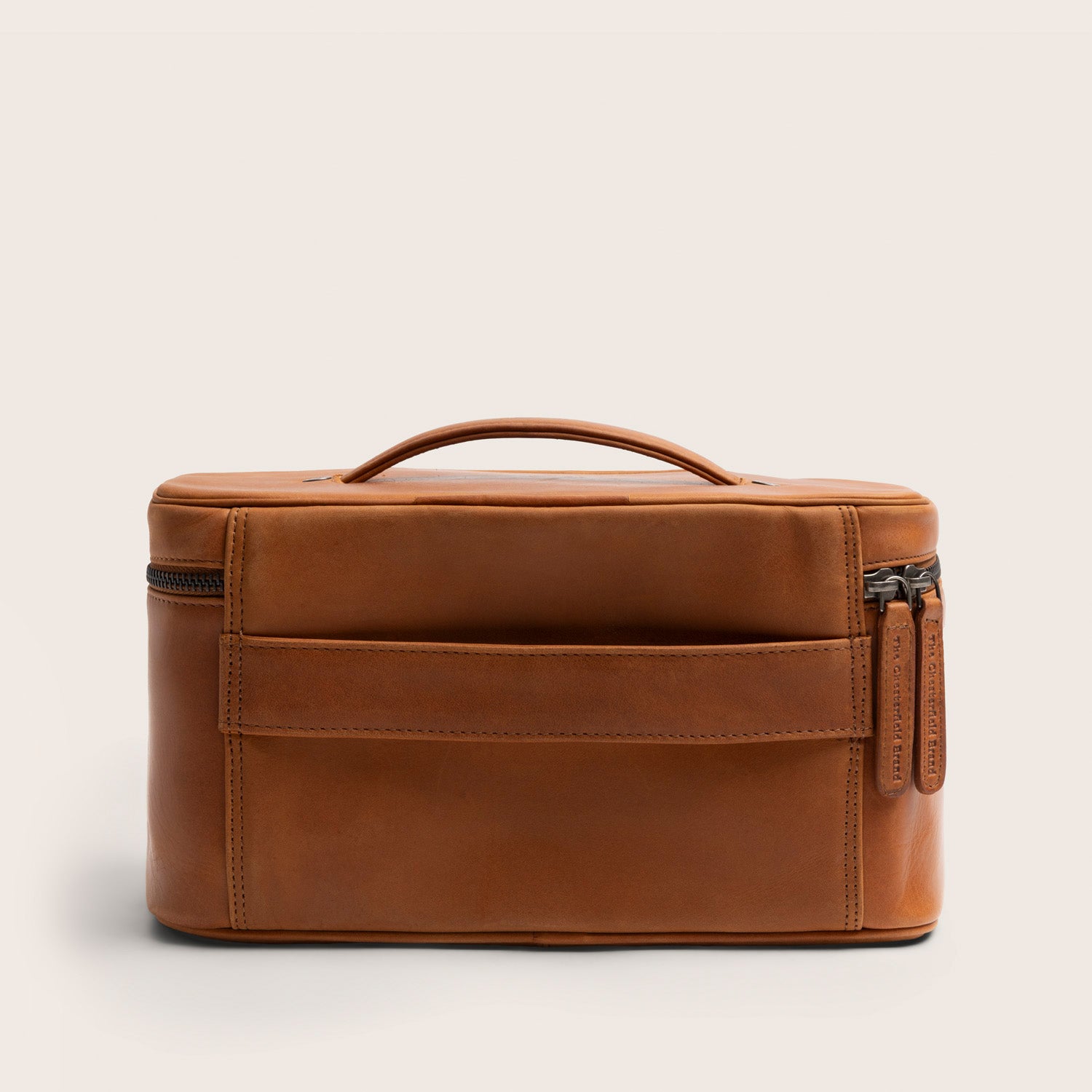 Leren Toilettas Cognac Limone, achteraanzicht