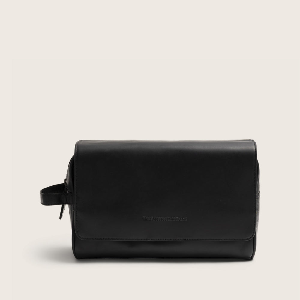 Trousse de Toilette en Cuir Noir Rosario, vue de face