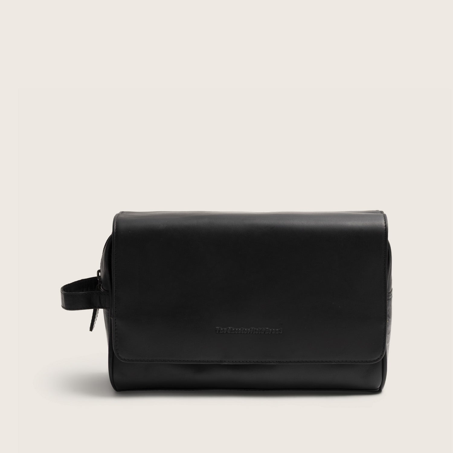 Leder Kulturtasche Schwarz Rosario, Vorderansicht