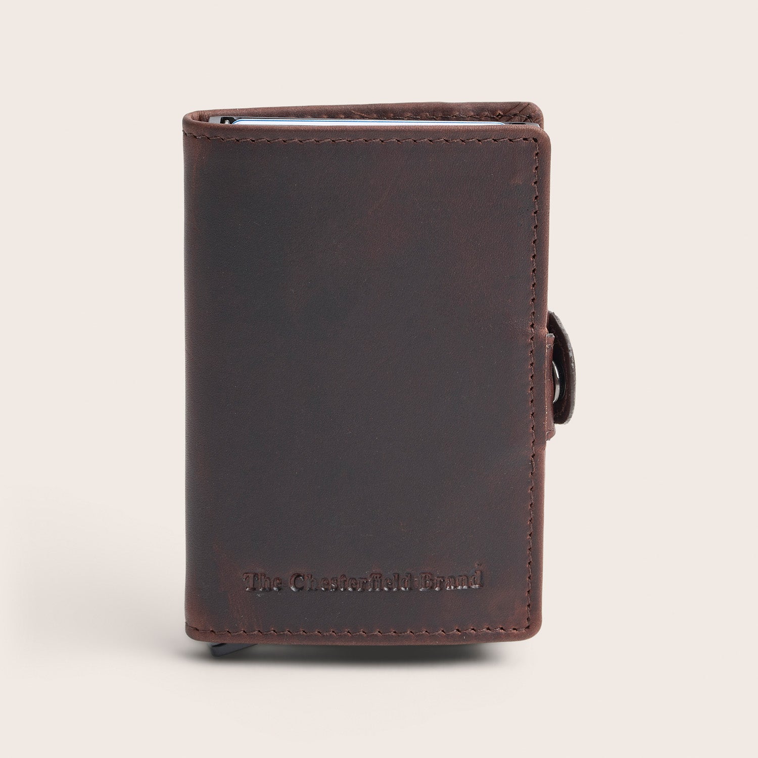 Leather Card Holder Brown Lagos, front view, closed