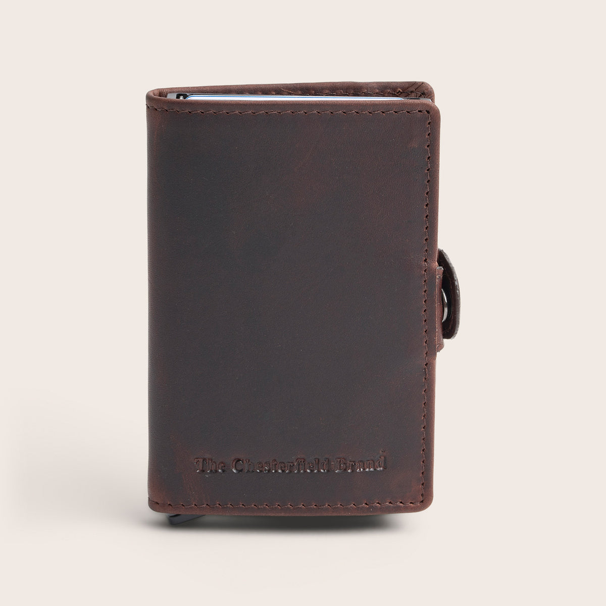 Leather Card Holder Brown Lagos, front view, closed