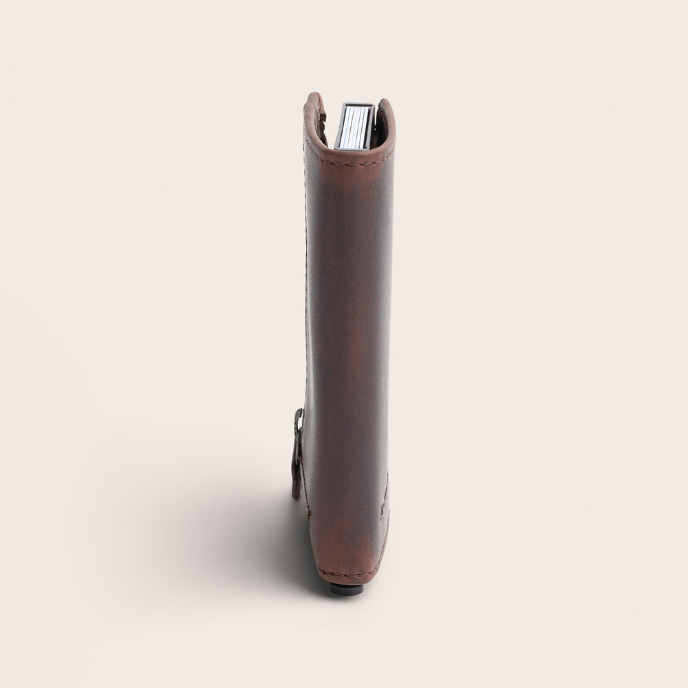 Leather Card Holder Brown Lagos, side view
